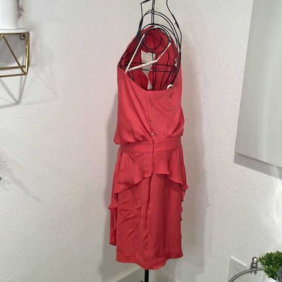 BCBGeneration One Shoulder Ruffle Dress Guava Pink size 12 - Picture 6 of 9